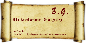 Birkenheuer Gergely névjegykártya